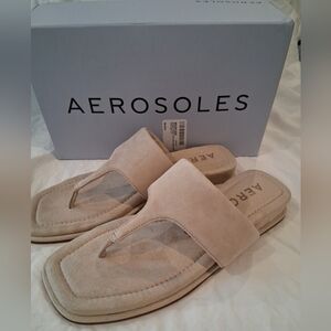 NEW Aerosoles Sandals Barry Pale Khaki Suede 361 Women's size 8M